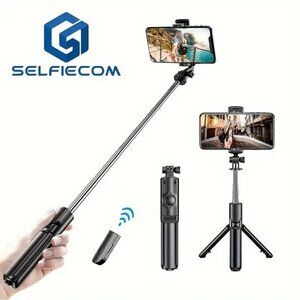Extendable Selfie Stick Tripod Stand with Wireless Remote for iPhone & Android
